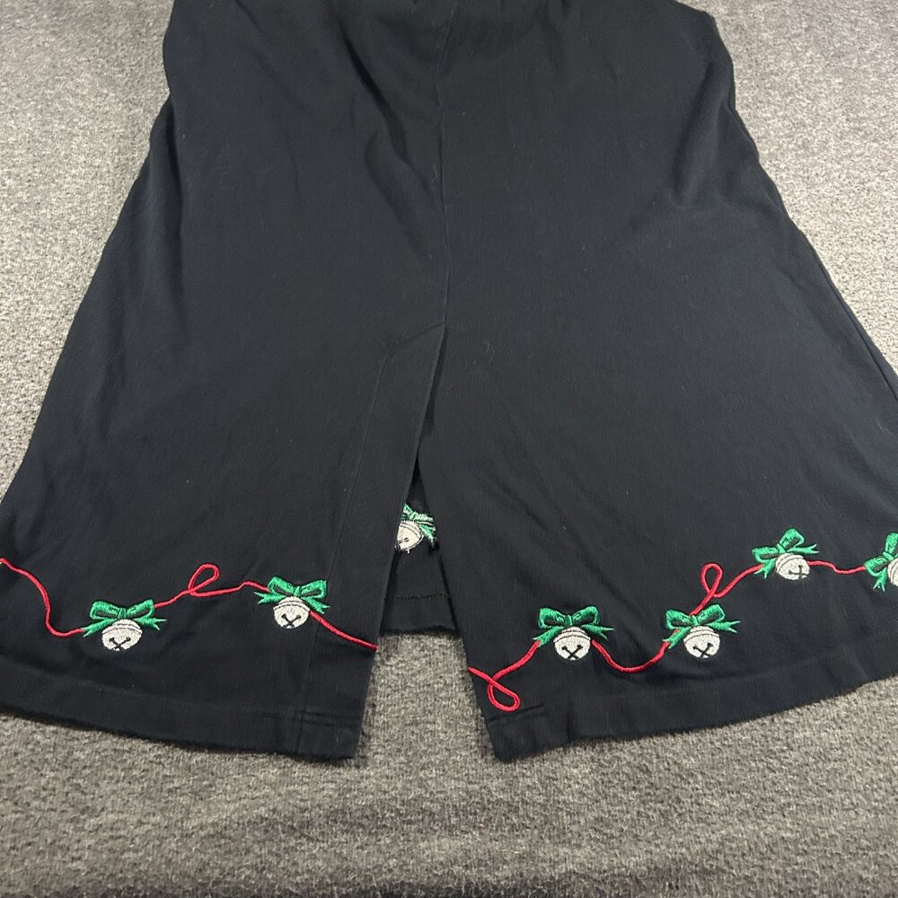 Vtg Westbound Christmas Black Jumper Dress Sz M Maxi Bells Cottagecore 90's - Picture 10 of 10